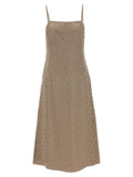 Graues Seiden-Midikleid