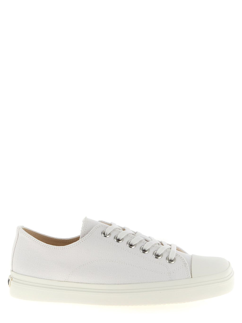 Weiße Low-Top-Sneaker aus Baumwolle