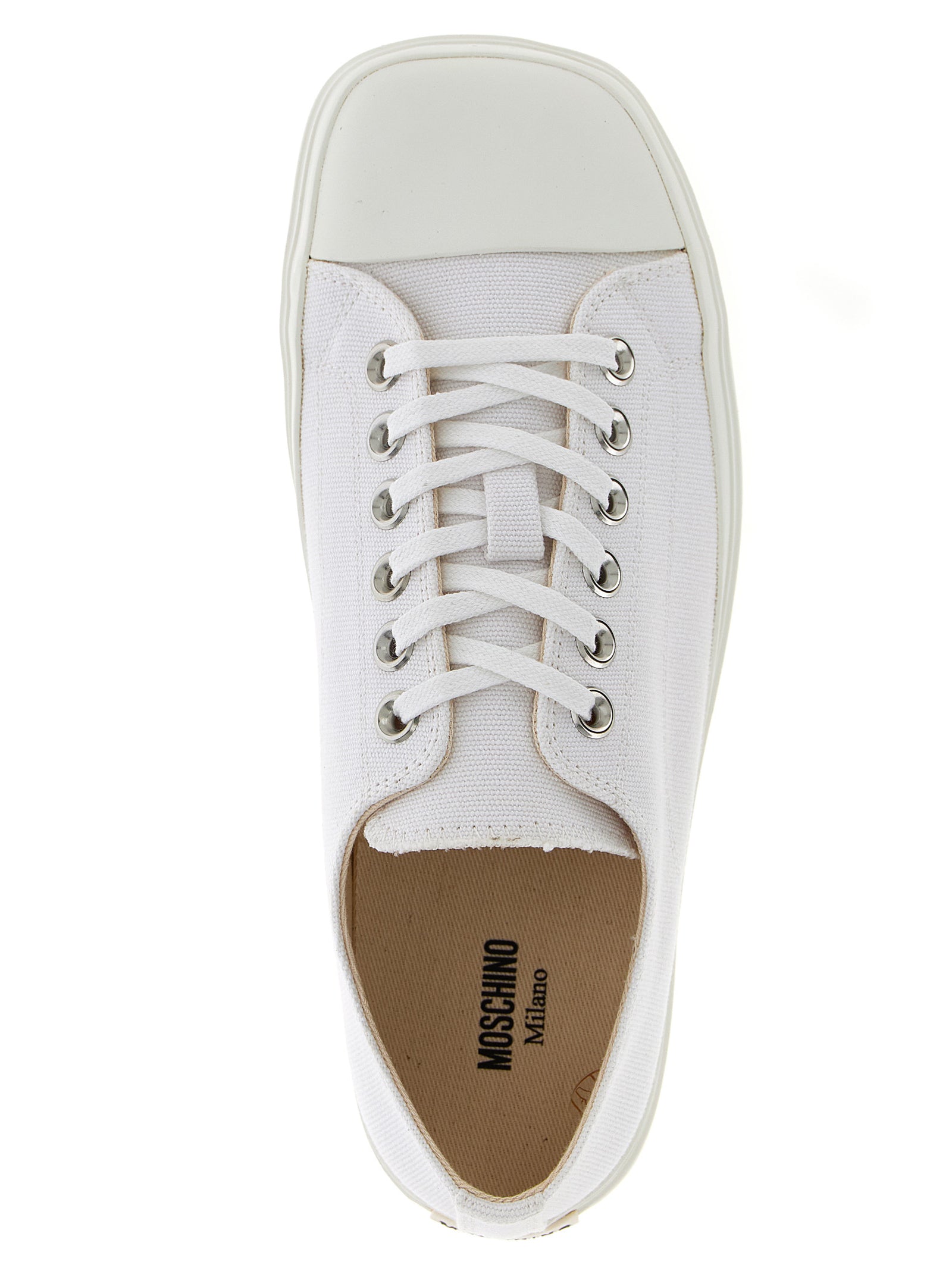 Weiße Low-Top-Sneaker aus Baumwolle