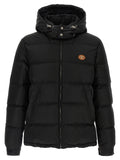 Schwarze Polyamid-Jacke in voller Länge