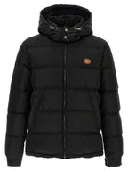 Schwarze Polyamid-Jacke in voller Länge