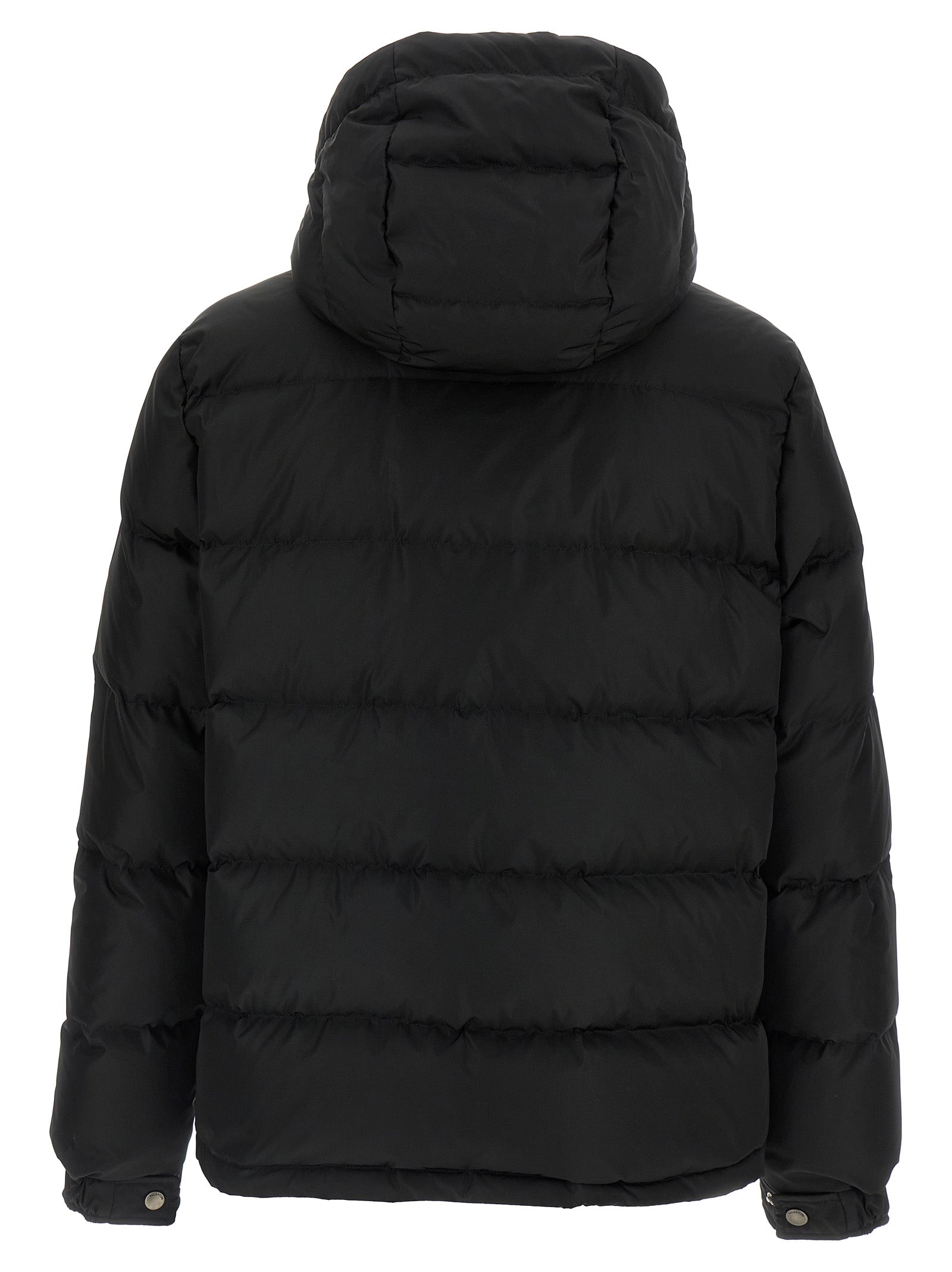 Schwarze Polyamid-Jacke in voller Länge