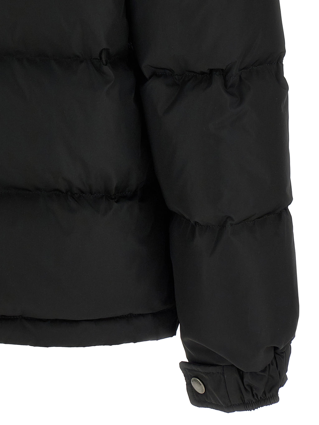 Schwarze Polyamid-Jacke in voller Länge