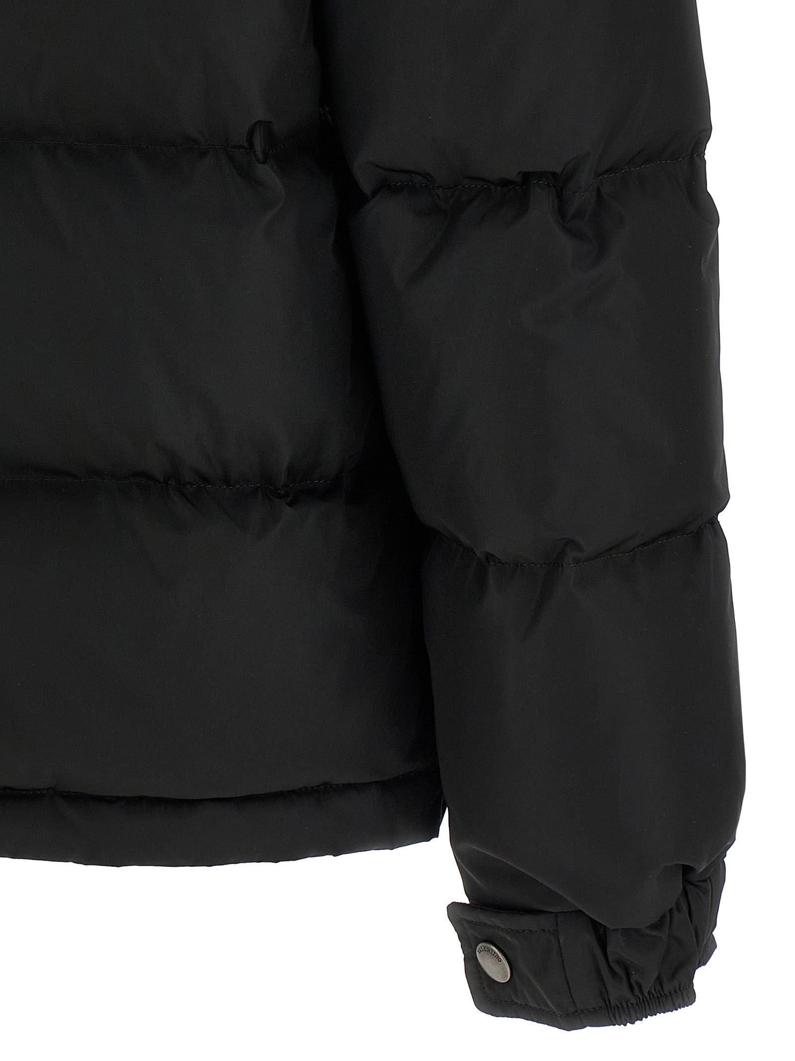 Schwarze Polyamid-Jacke in voller Länge