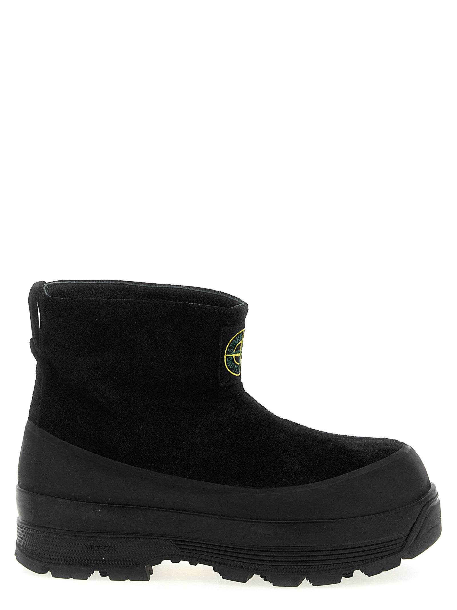 Schwarze Gummistiefeletten Stone Island