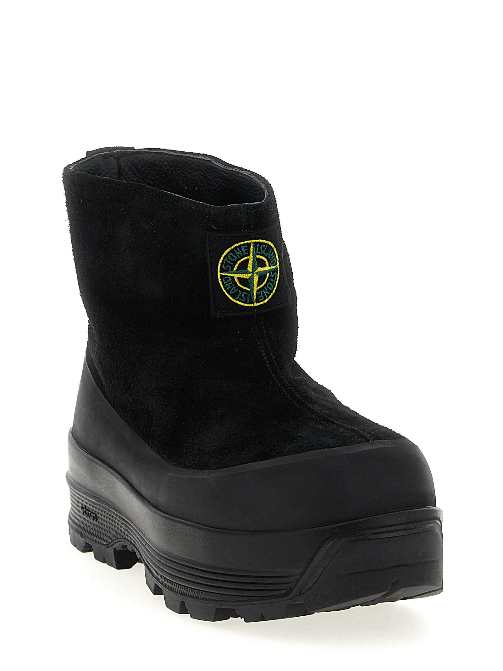 Schwarze Gummistiefeletten Stone Island