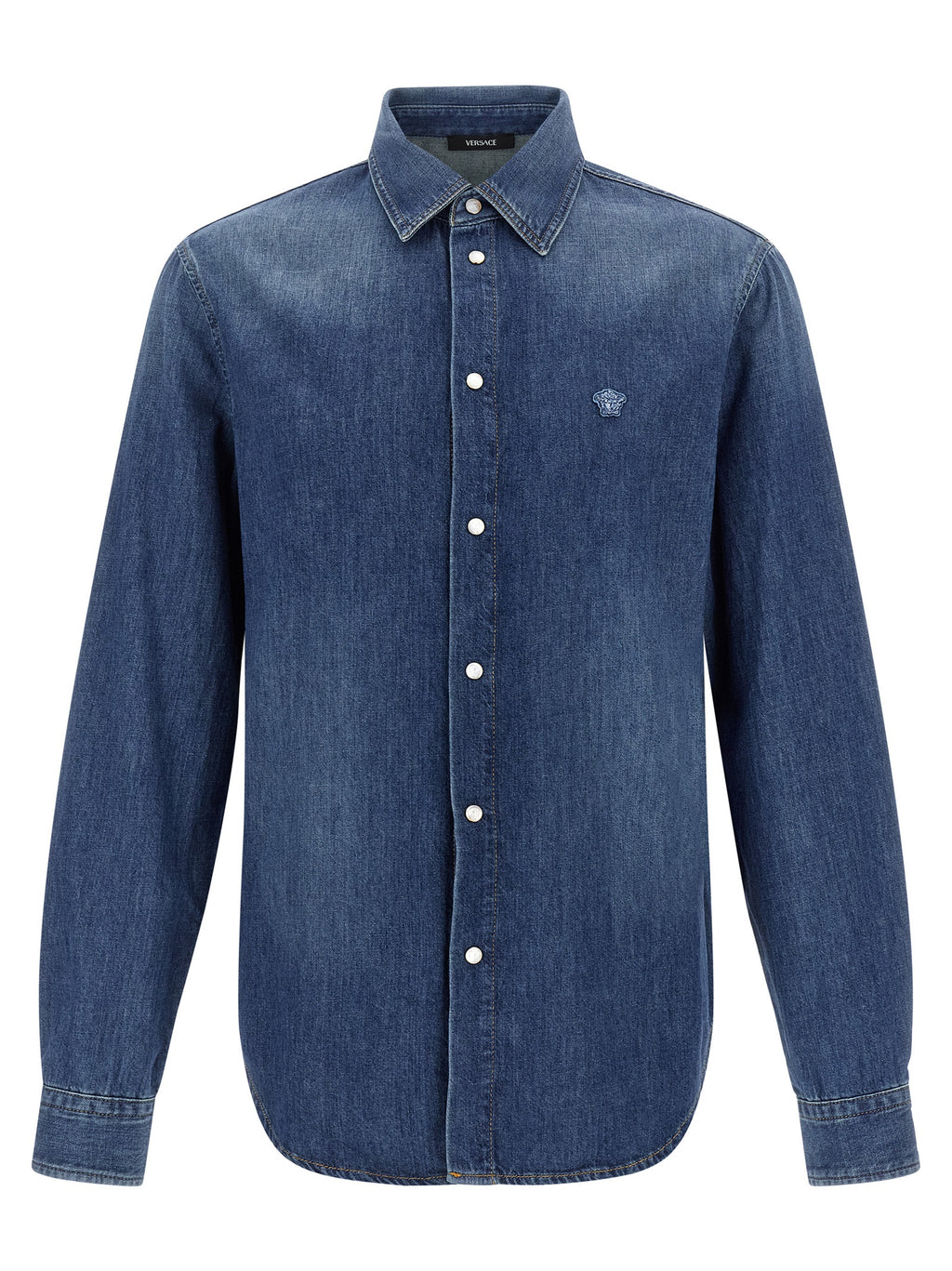 Blaue Baumwollbluse