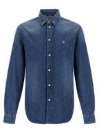Blaue Baumwollbluse