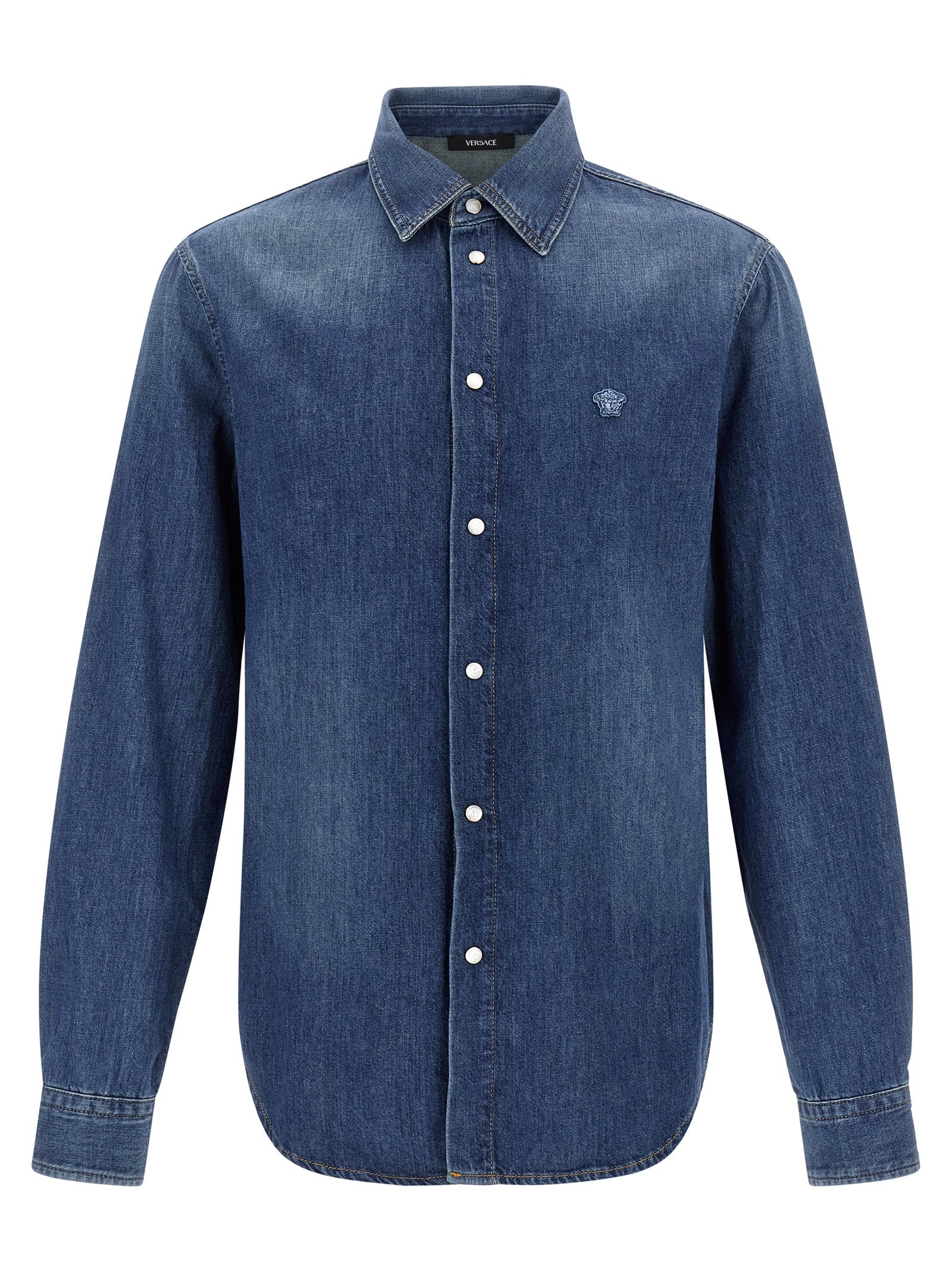 Blaue Baumwollbluse