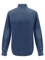 Blaue Baumwollbluse