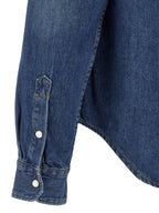 Blaue Baumwollbluse