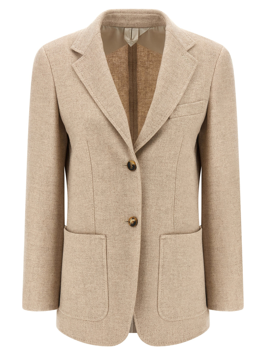 Beige Alpaka Leder Blazer