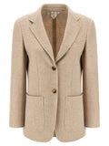 Beige Alpaka Leder Blazer
