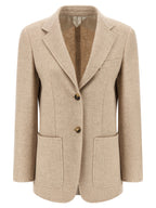 Beige Alpaka Leder Blazer