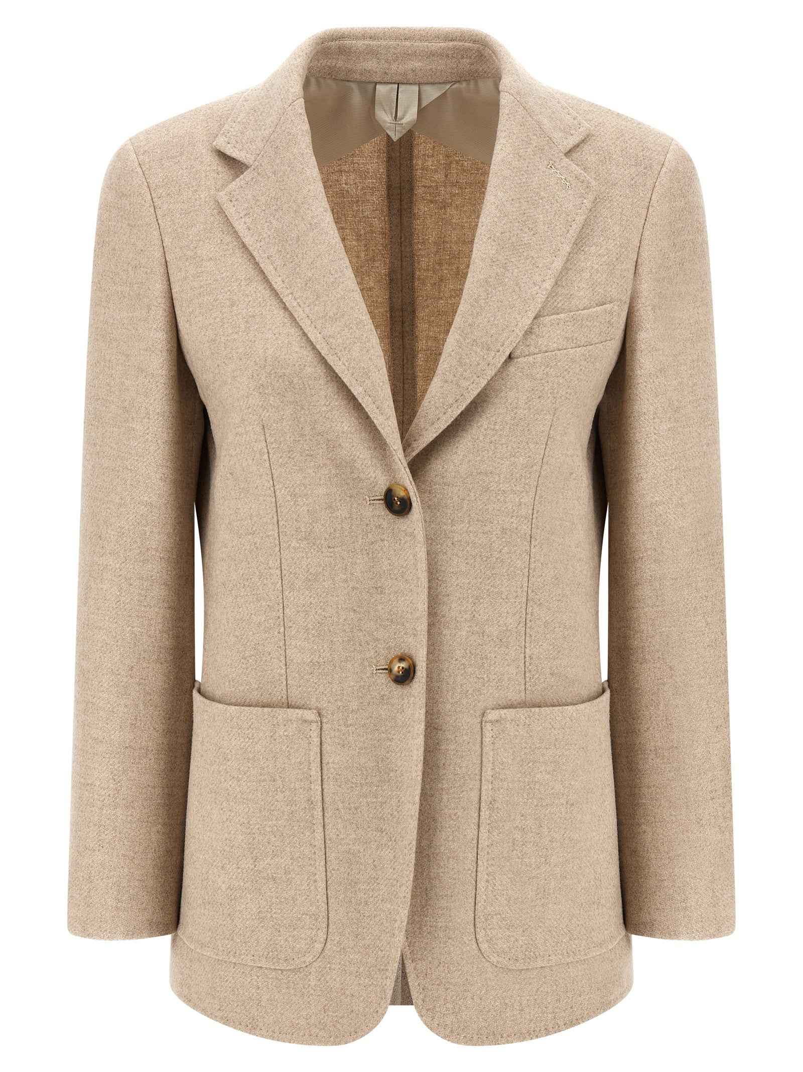 Beige Alpaka Leder Blazer