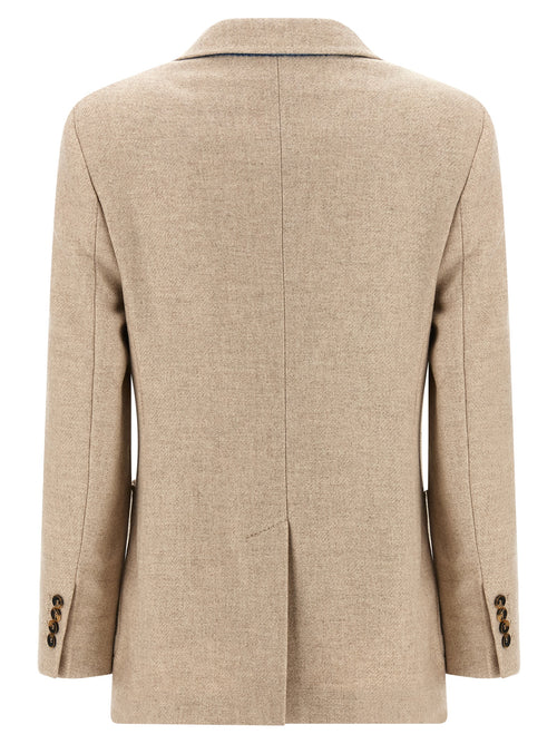 Beige Alpaka Leder Blazer