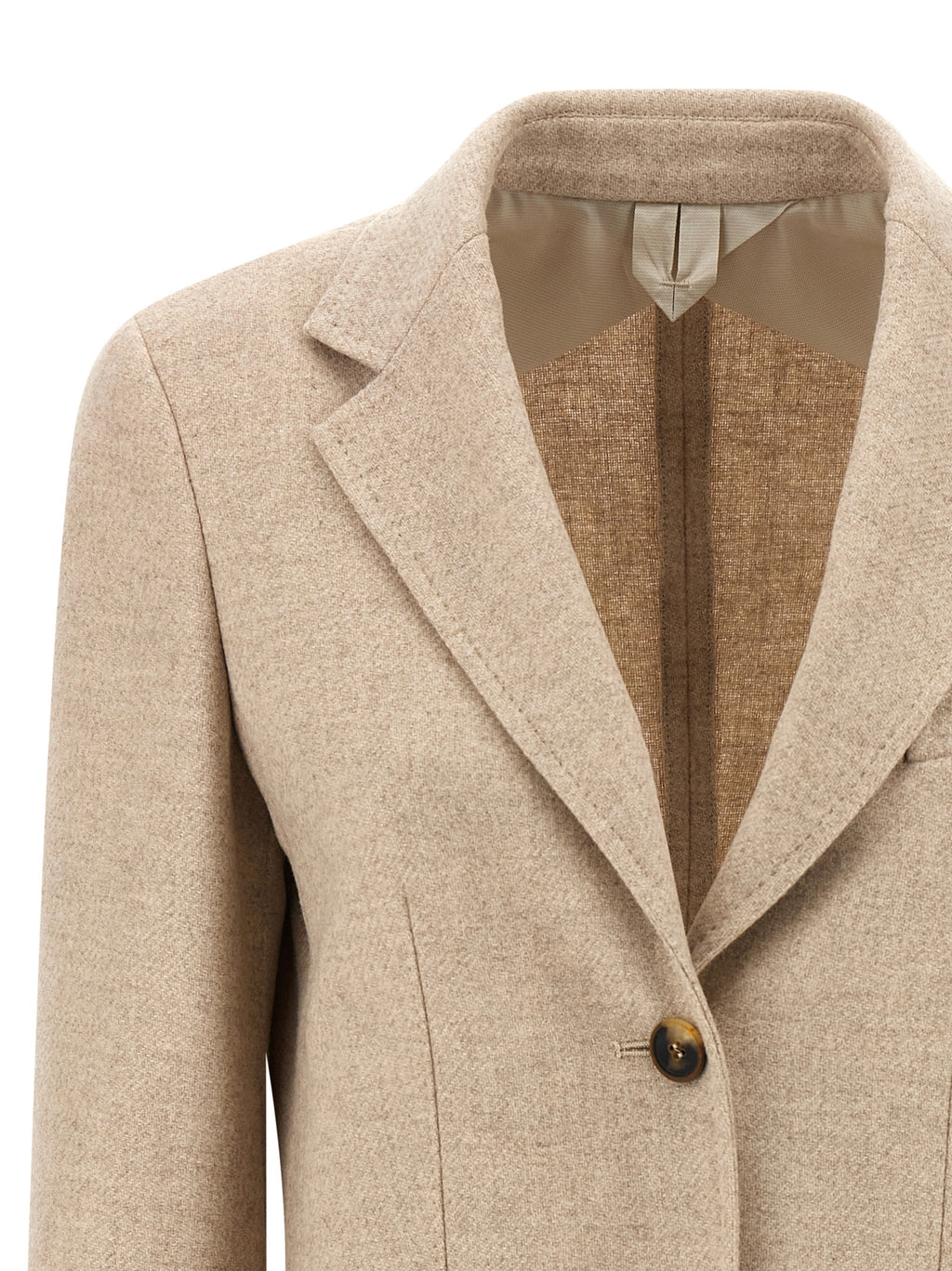 Beige Alpaka Leder Blazer