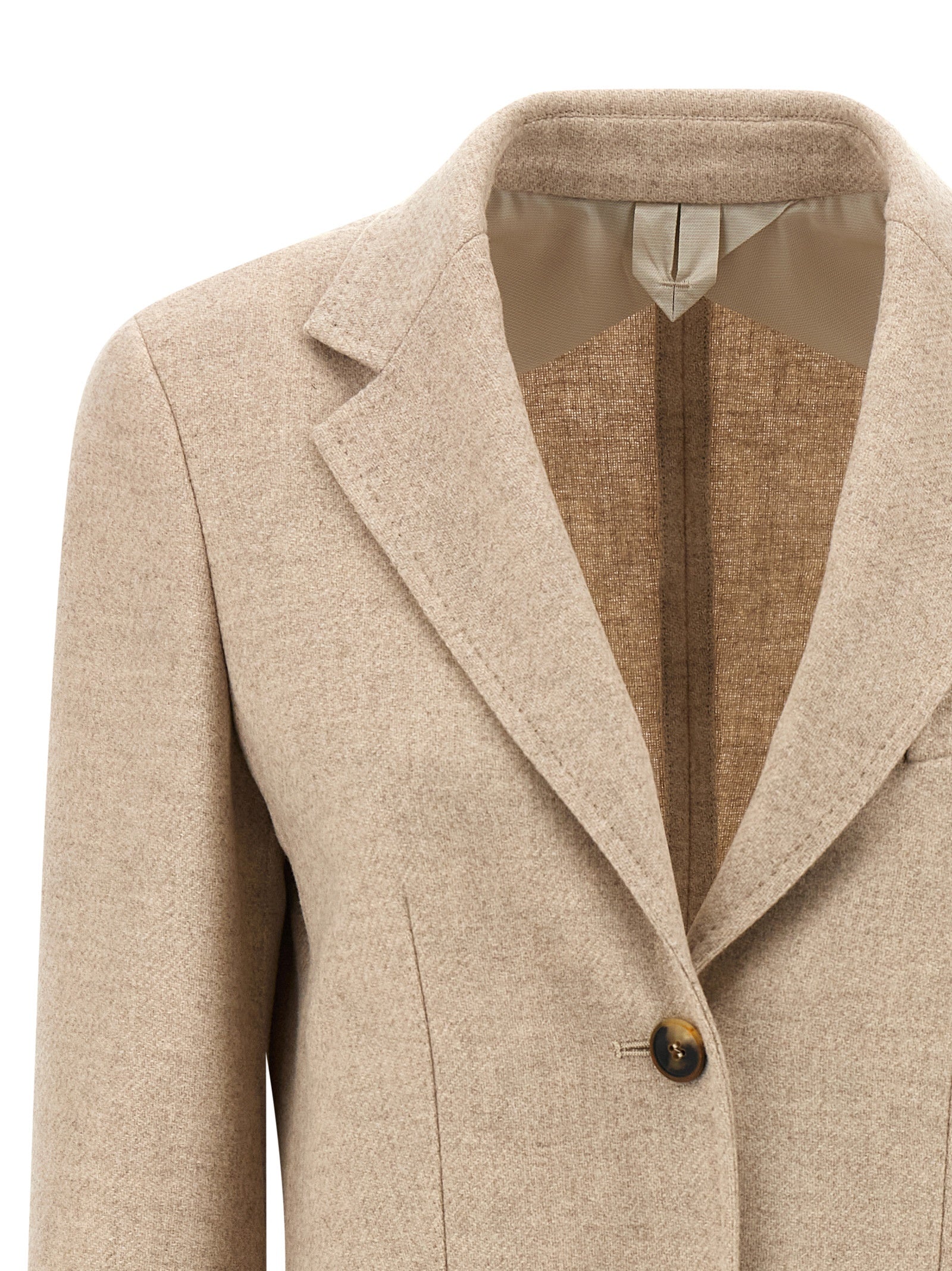 Beige Alpaka Leder Blazer