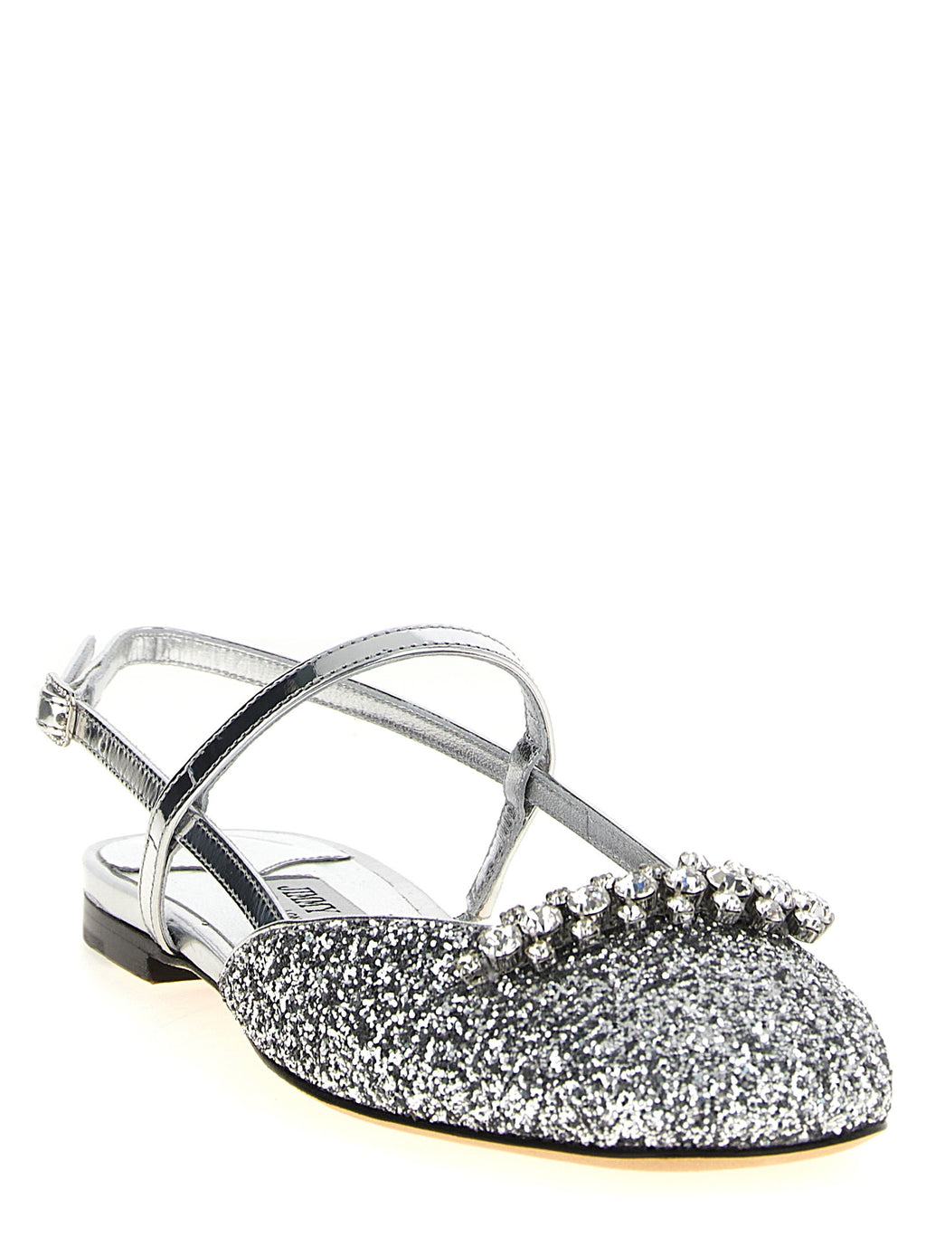 Silberne Tencel Ballerinas