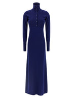 Langes blaues Kaschmirkleid