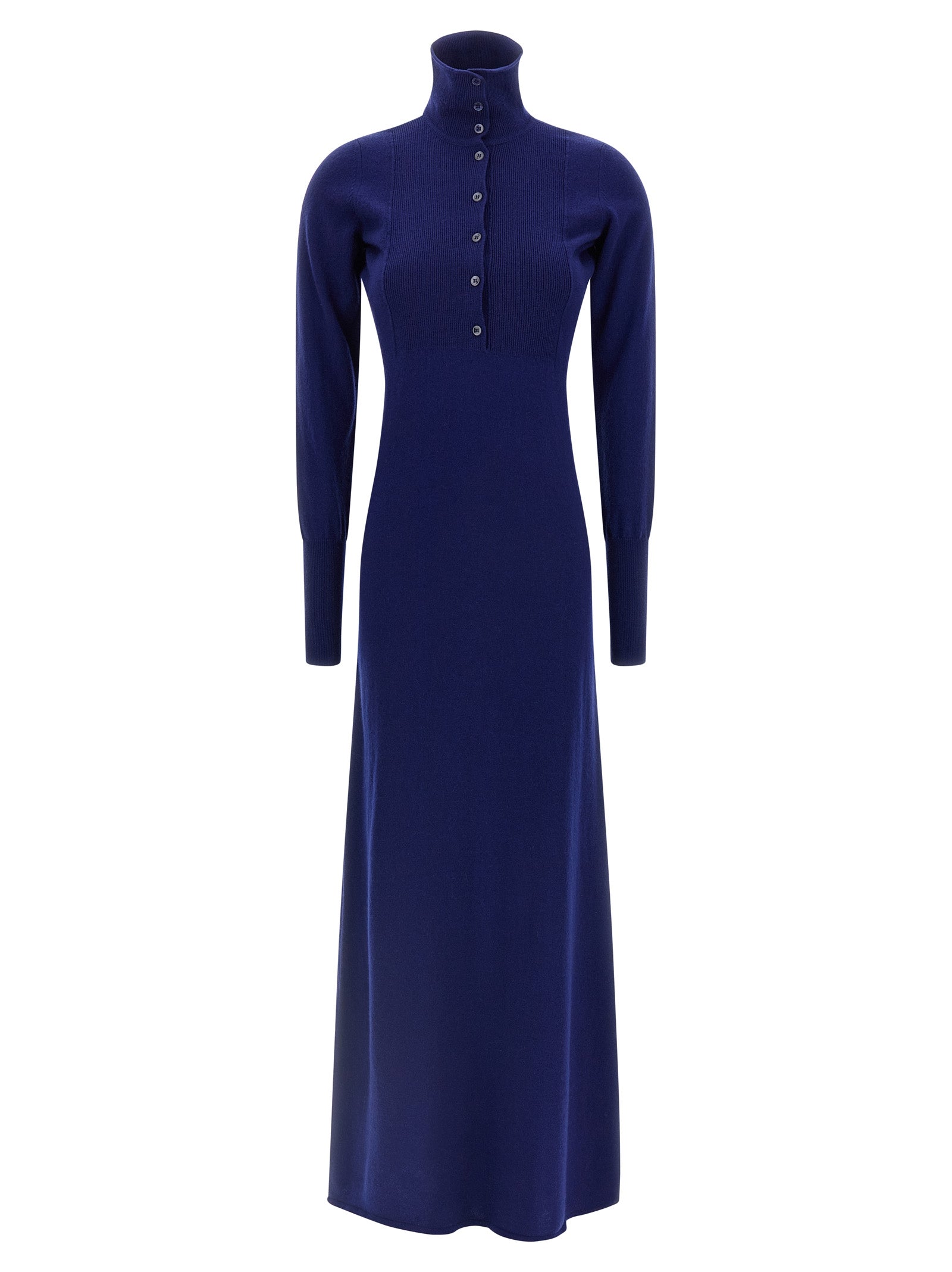 Langes blaues Kaschmirkleid