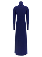 Langes blaues Kaschmirkleid