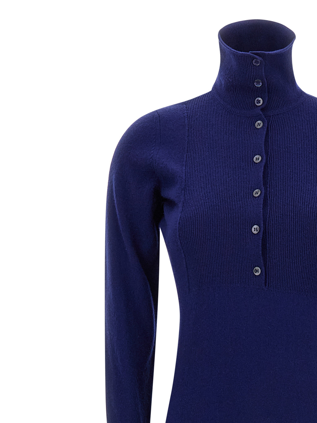 Langes blaues Kaschmirkleid