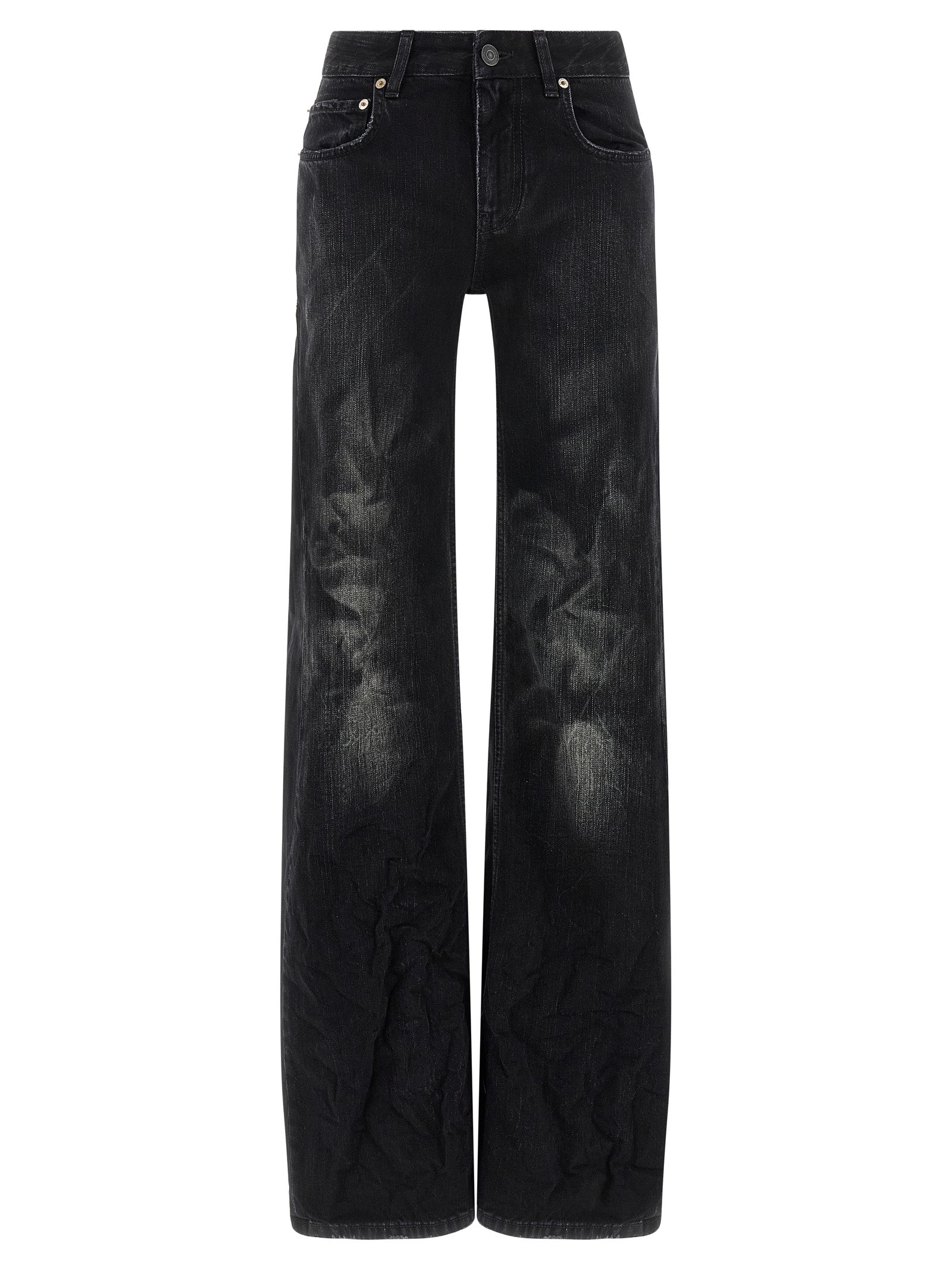 Schwarze Baumwoll-Schlagjeans