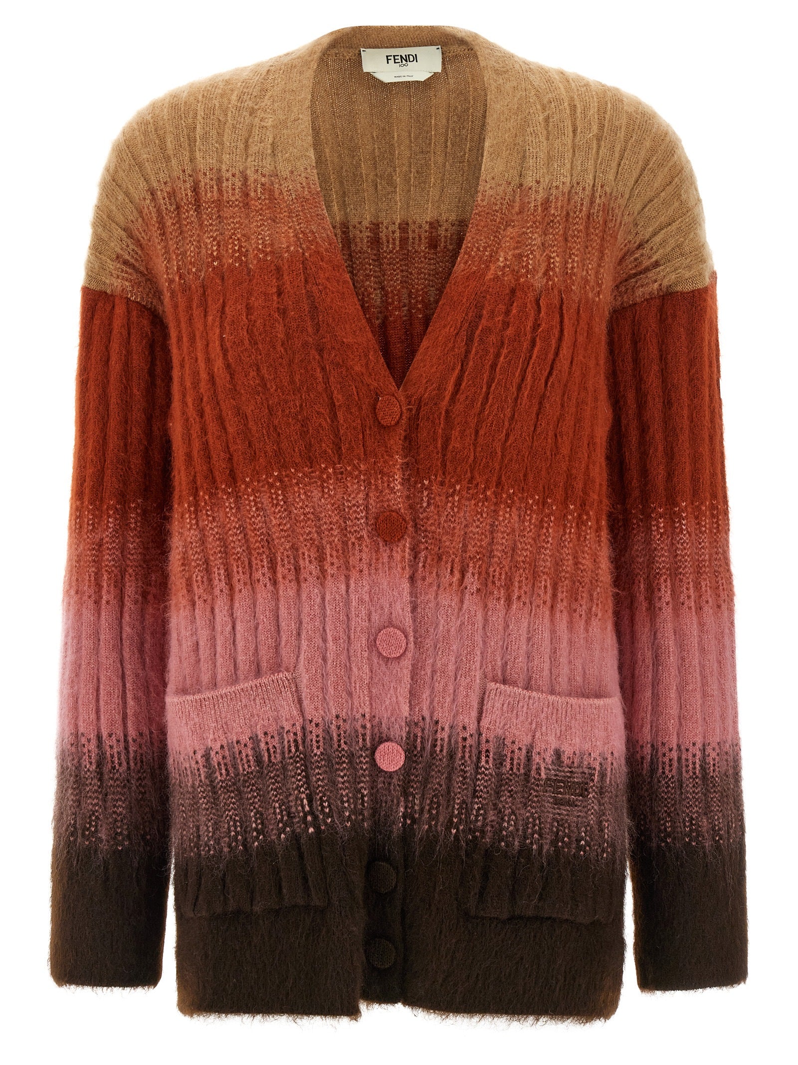 Mehrfarbige Wollstrickjacke