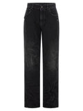 Schwarze Baumwoll-Jeans mit geradem Bein