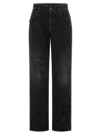 Schwarze Baumwoll-Jeans mit geradem Bein