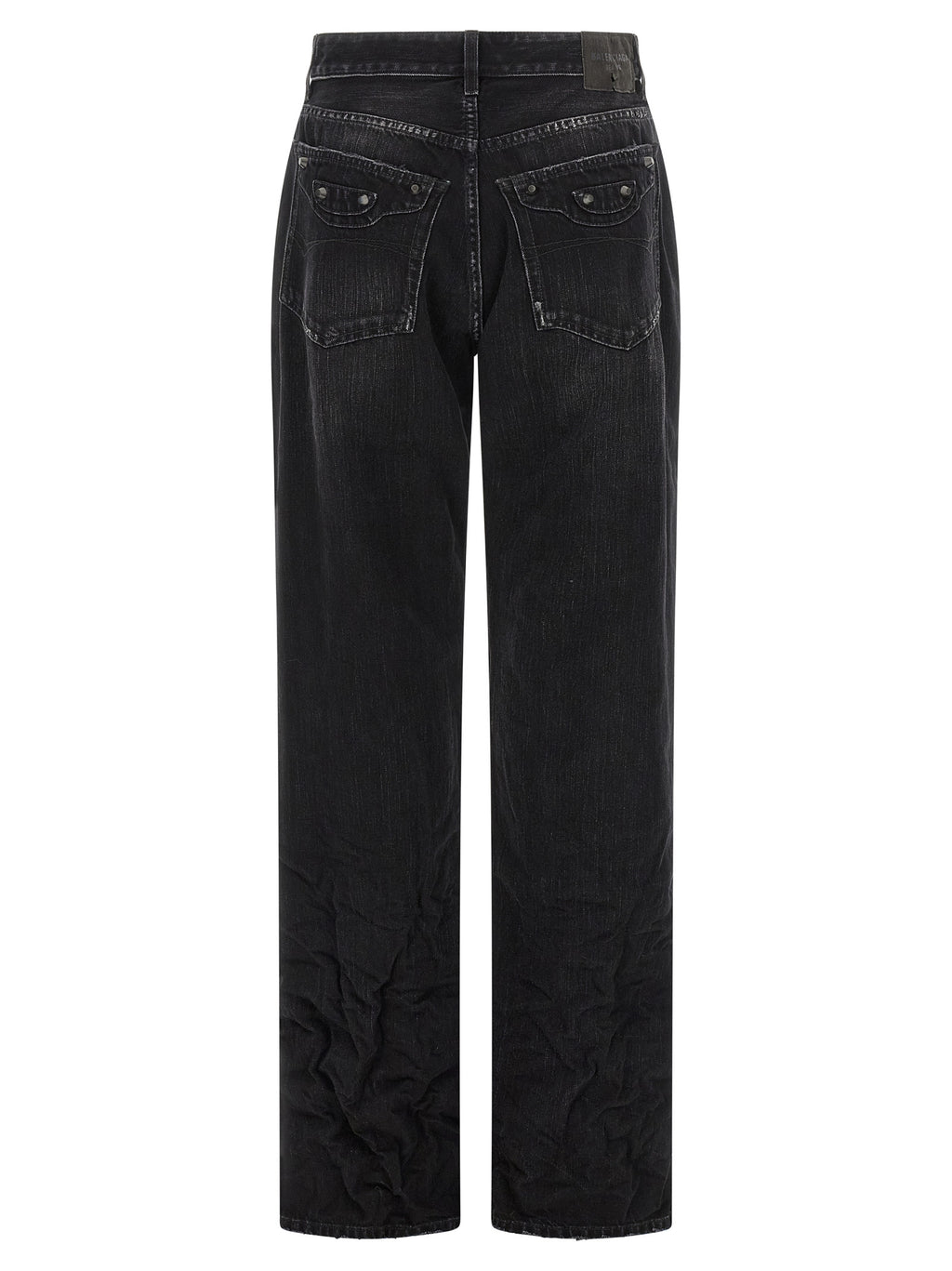 Schwarze Baumwoll-Jeans mit geradem Bein