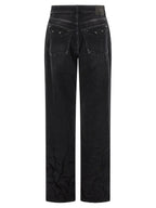 Schwarze Baumwoll-Jeans mit geradem Bein