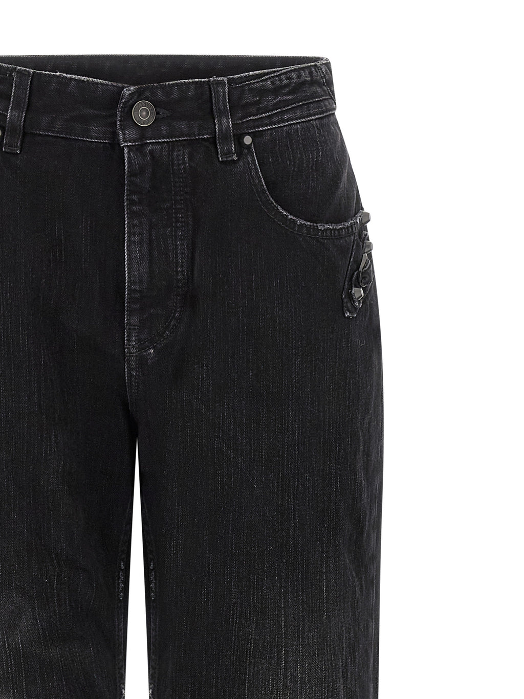 Schwarze Baumwoll-Jeans mit geradem Bein