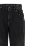 Schwarze Baumwoll-Jeans mit geradem Bein