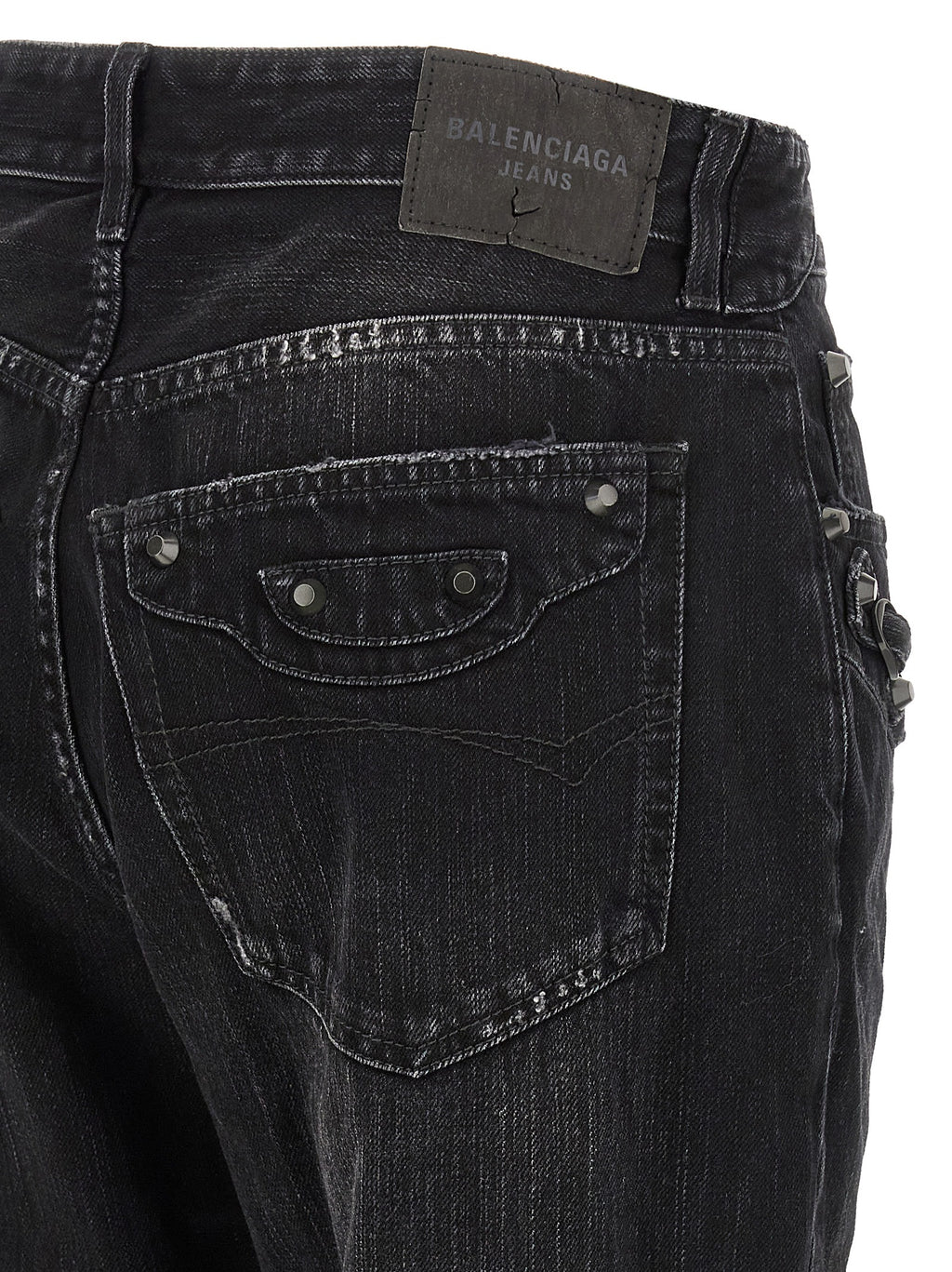 Schwarze Baumwoll-Jeans mit geradem Bein