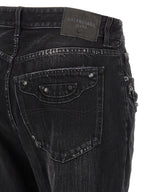 Schwarze Baumwoll-Jeans mit geradem Bein