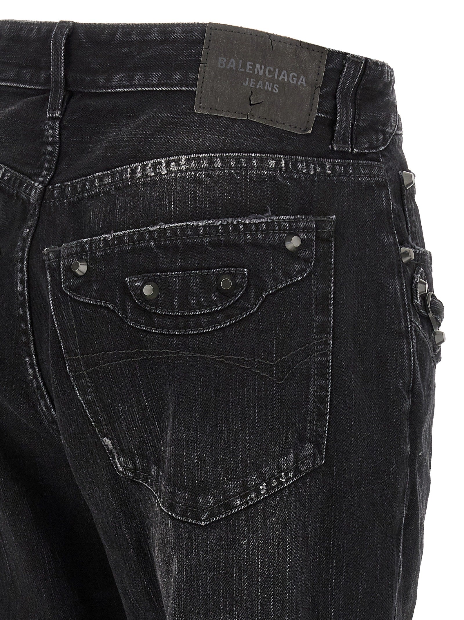 Schwarze Baumwoll-Jeans mit geradem Bein