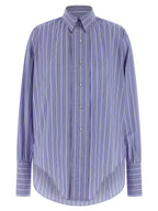 Blaue Baumwollbluse