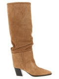Beige Leder Over The Knee