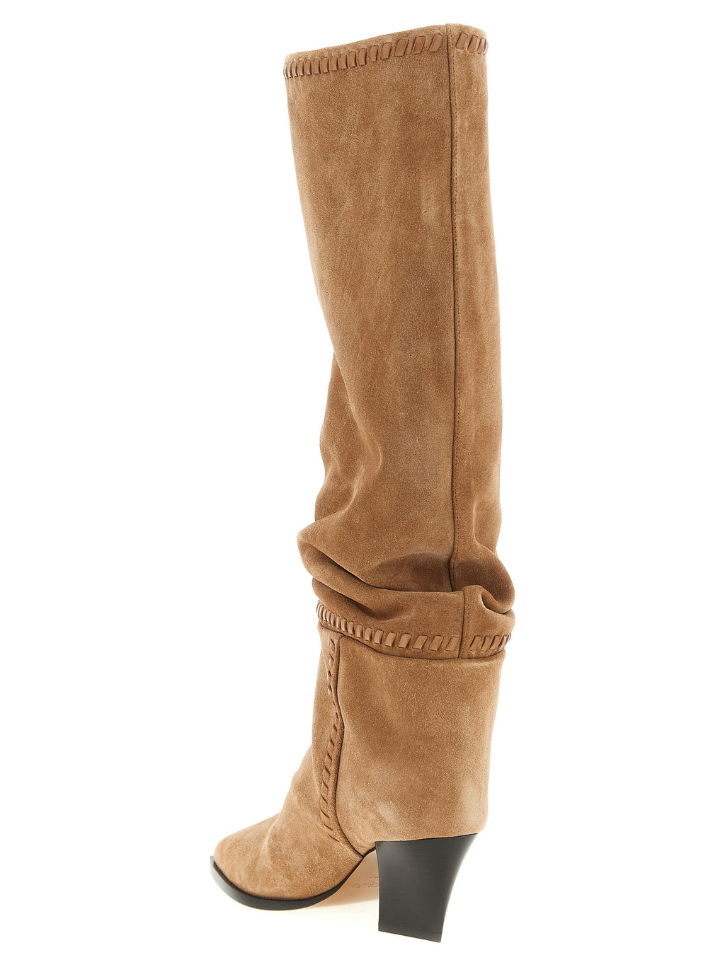 Beige Leder Over The Knee