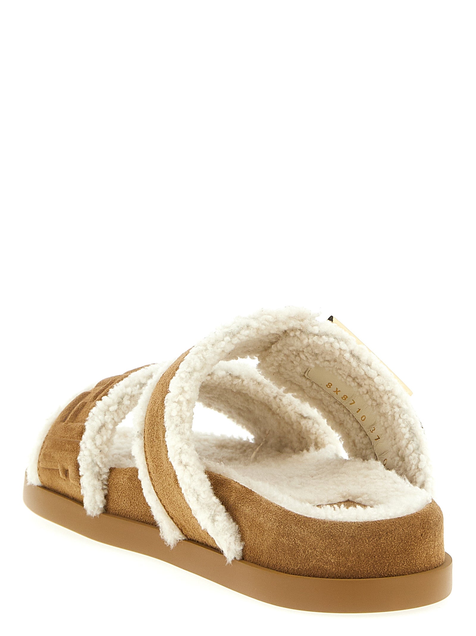 Beige Kalbsleder-Slipper