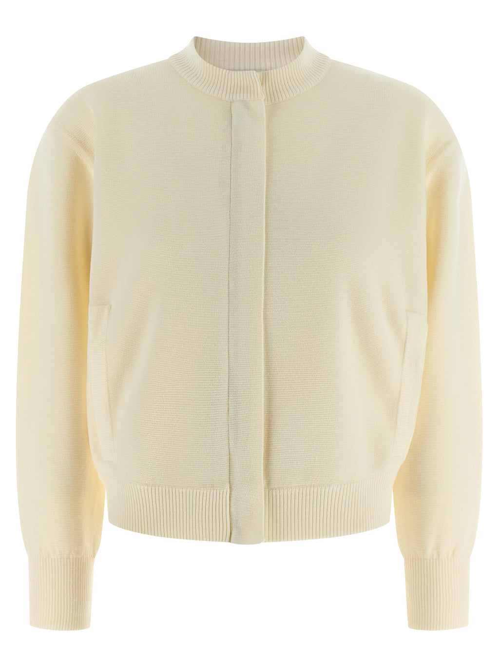 Weiße Strickjacke aus reiner Schurwolle