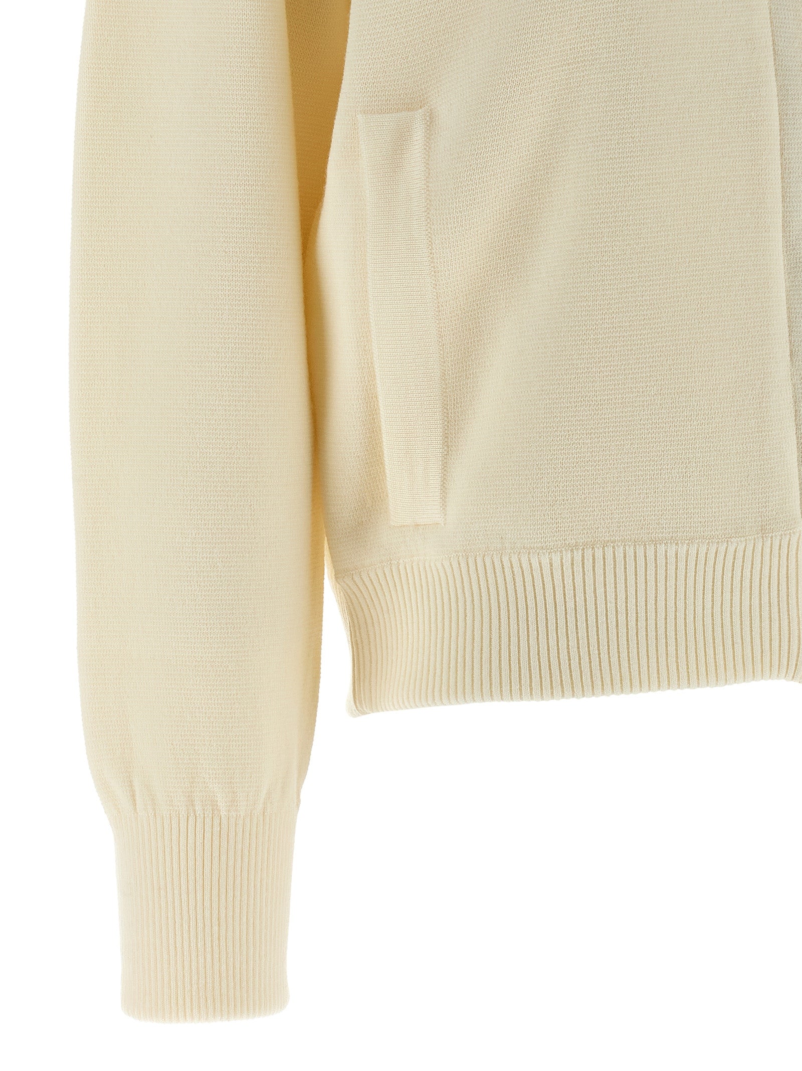 Weiße Strickjacke aus reiner Schurwolle