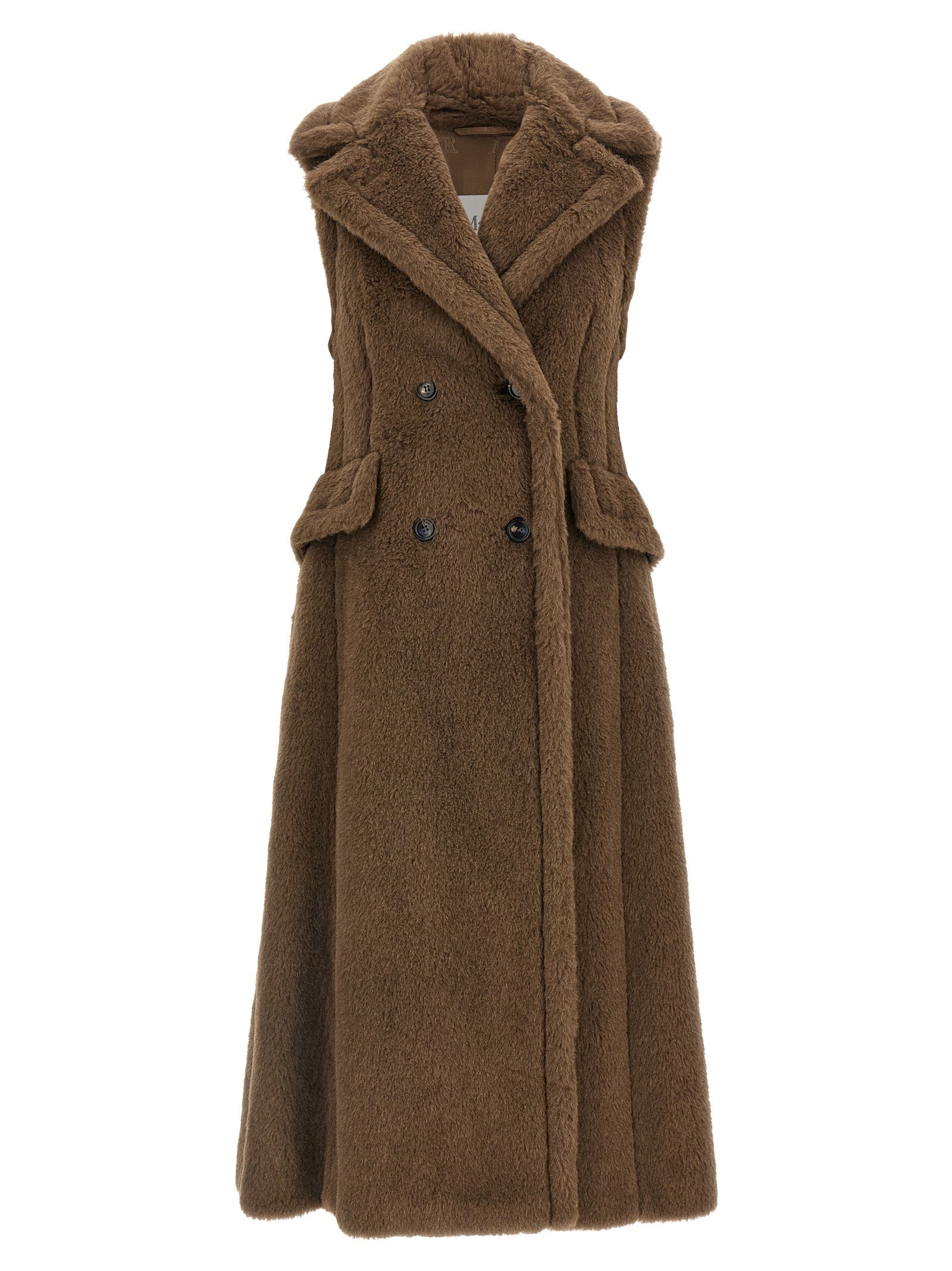 Brauner Mantel aus Alpaka und Leder Max Mara