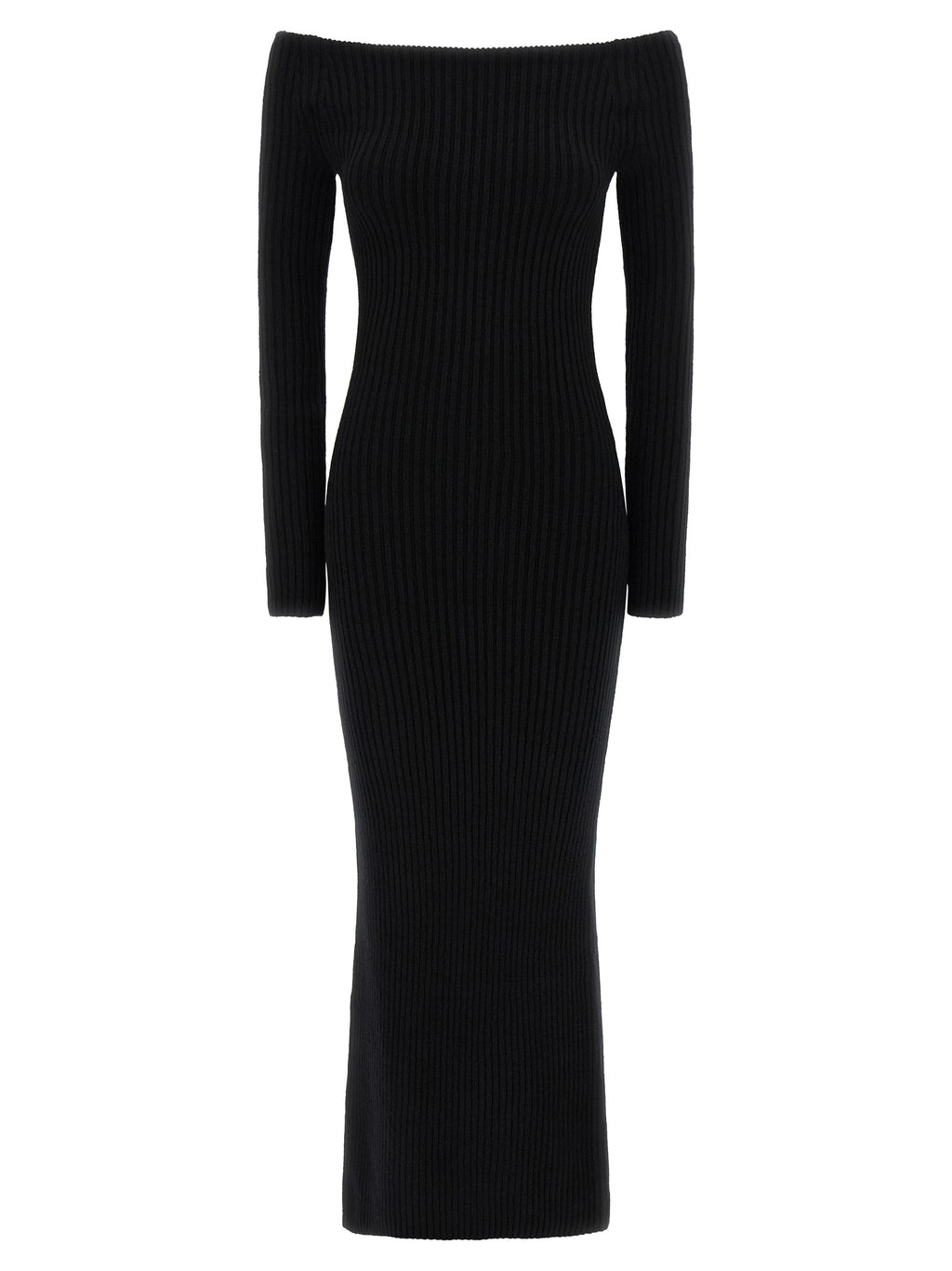 Langes Wollkleid in Schwarz