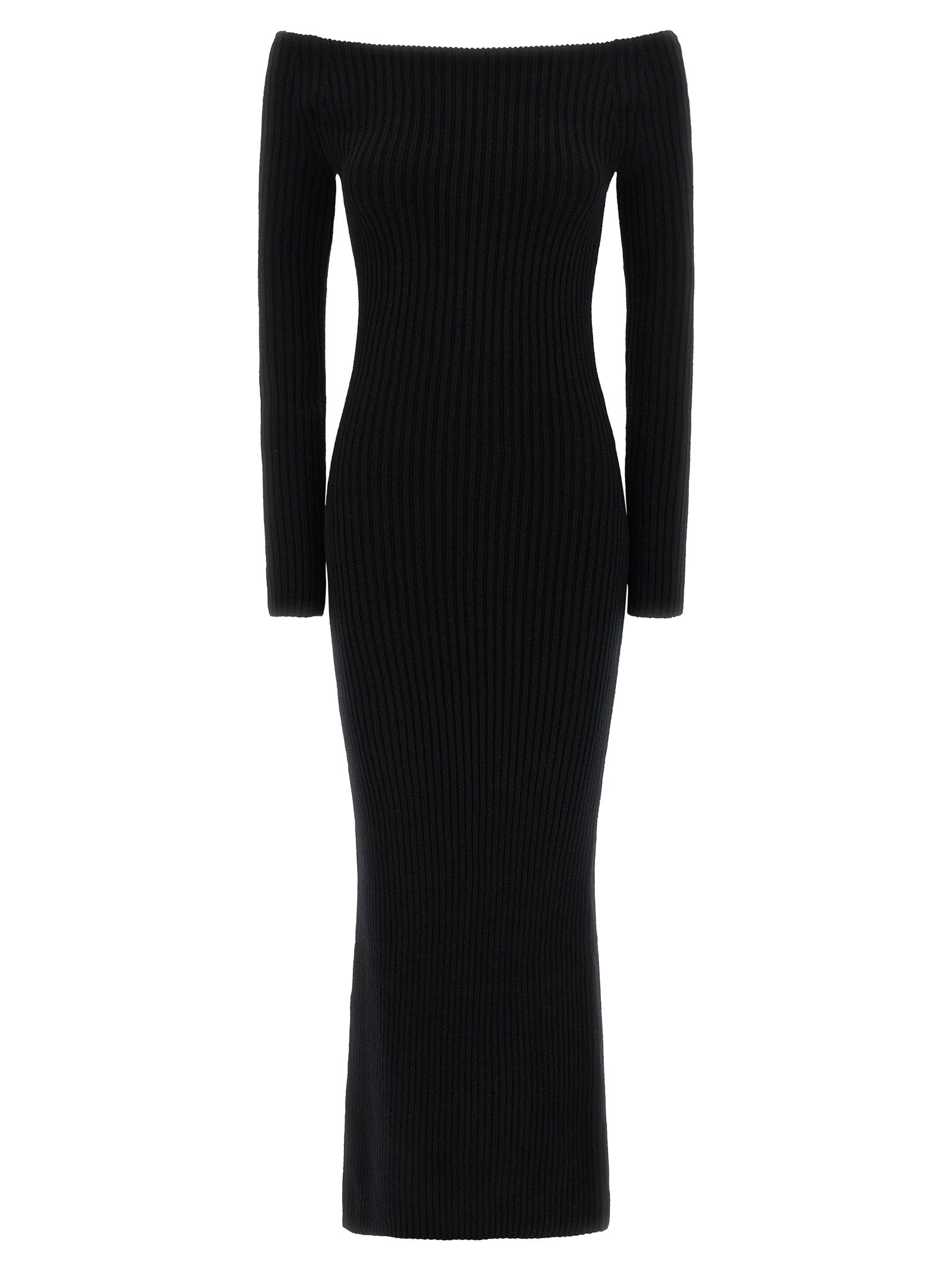 Langes Wollkleid in Schwarz