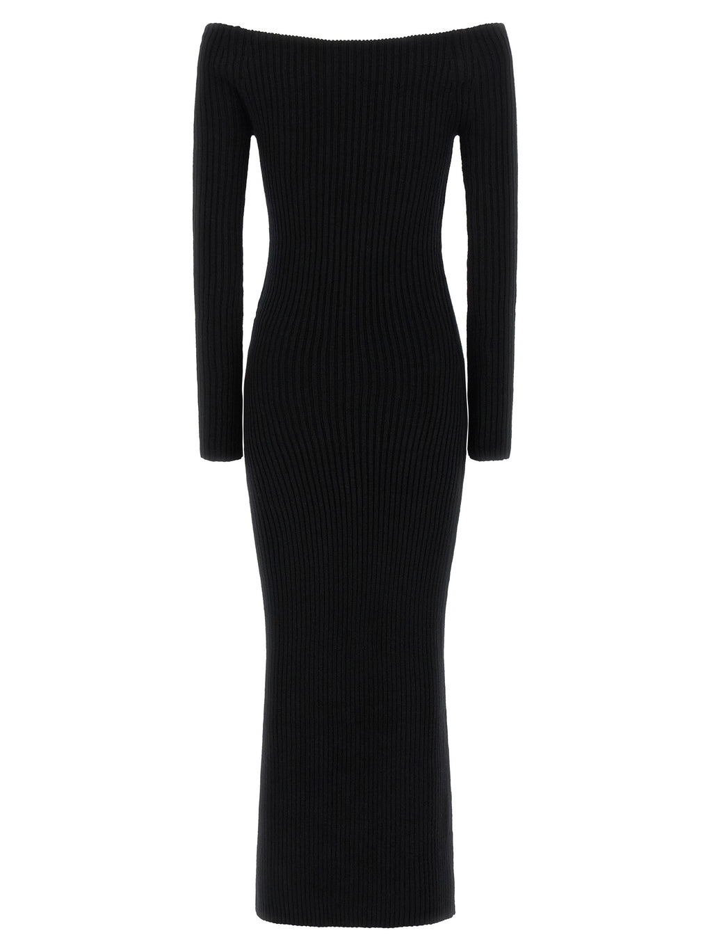 Langes Wollkleid in Schwarz