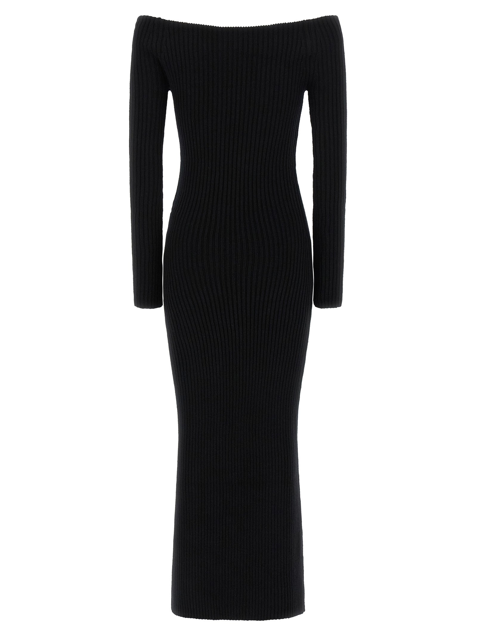 Langes Wollkleid in Schwarz