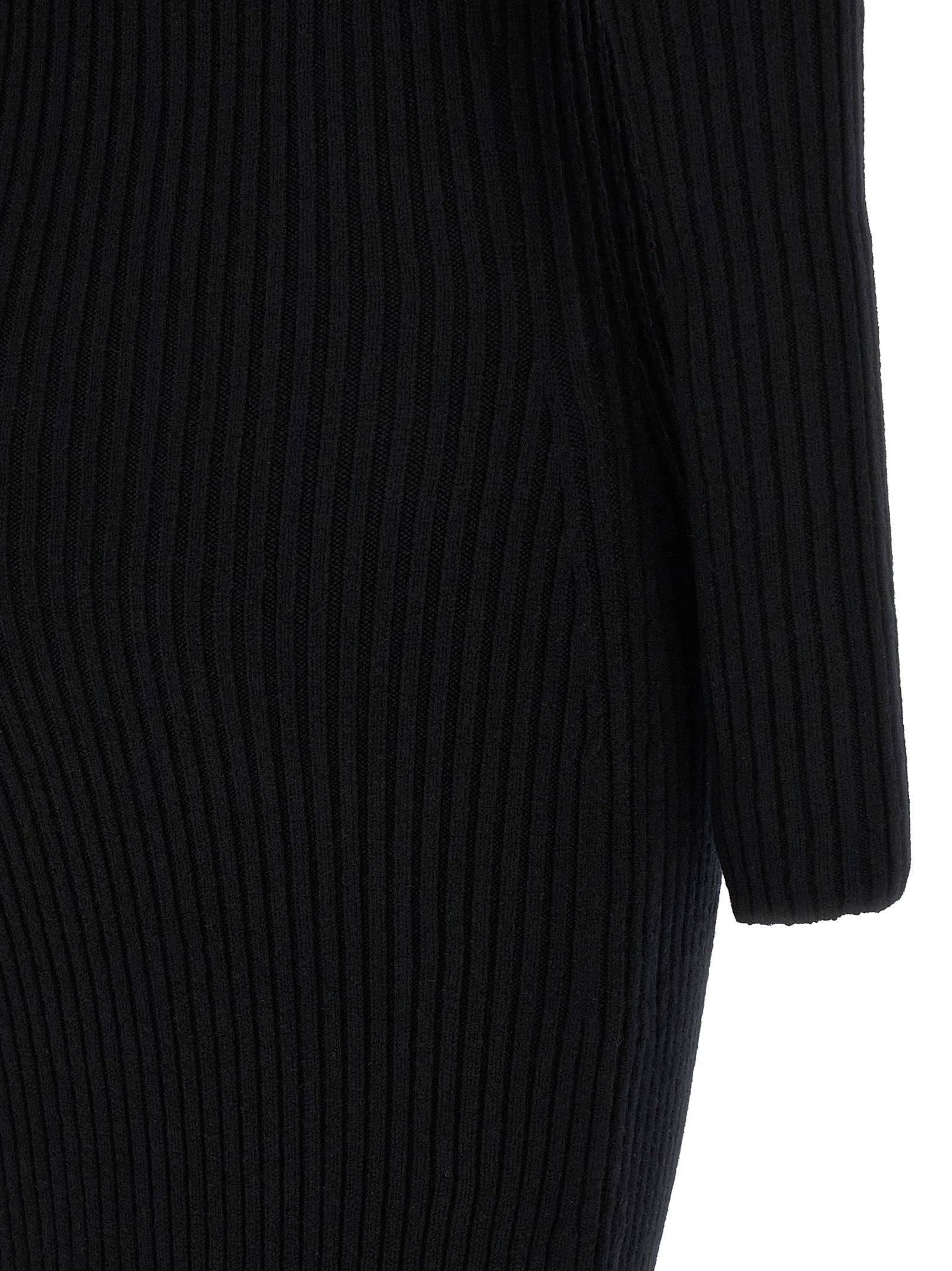 Langes Wollkleid in Schwarz
